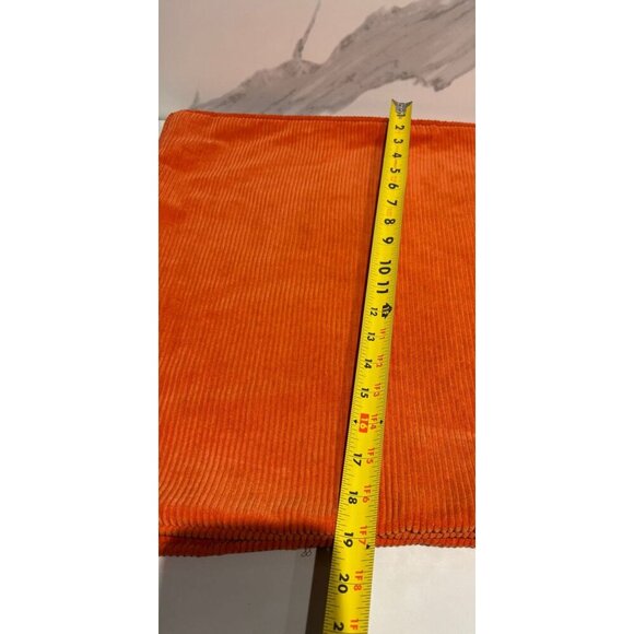 Set of 2 Newport Corduroy Pillow Covers Orange Soft Ribbed Modern 19"x19.75" - Picture 4 of 5